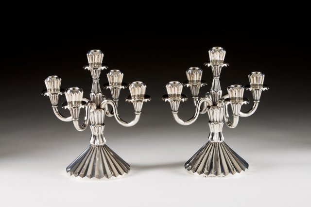 A pair of late 19th, early 20th century Portuguese silver candelabra