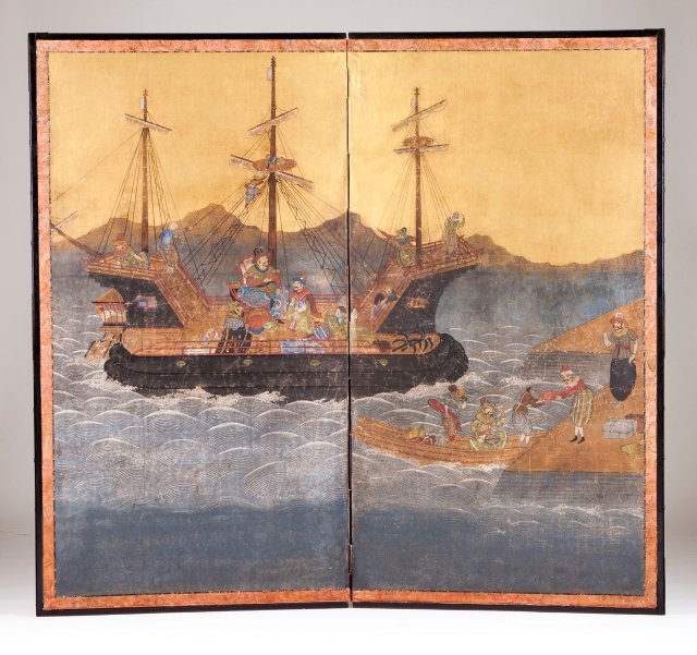 A 17th century Namban two-fold screen