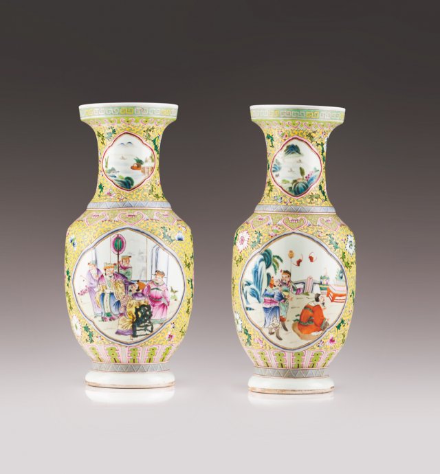 A pair of baluster vases